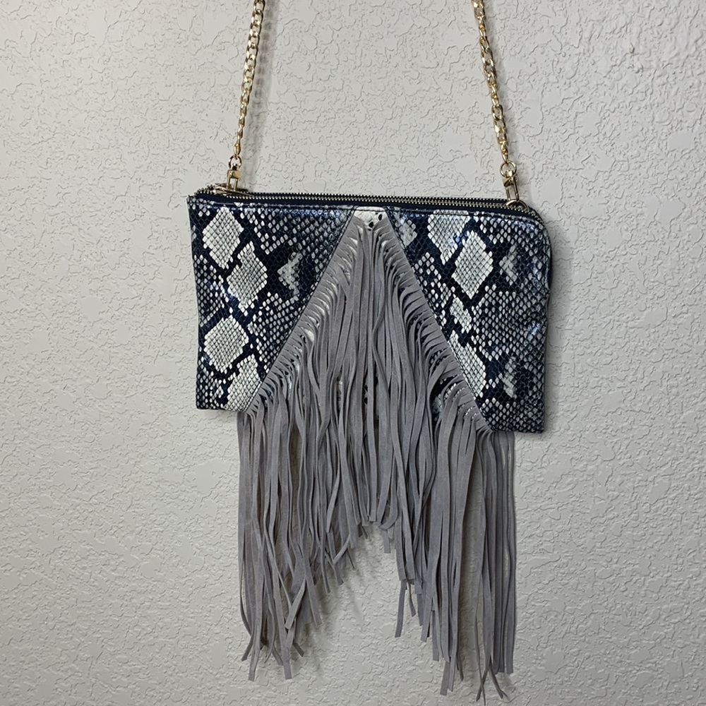 COPY - Snakeskin fringe purse/clutch